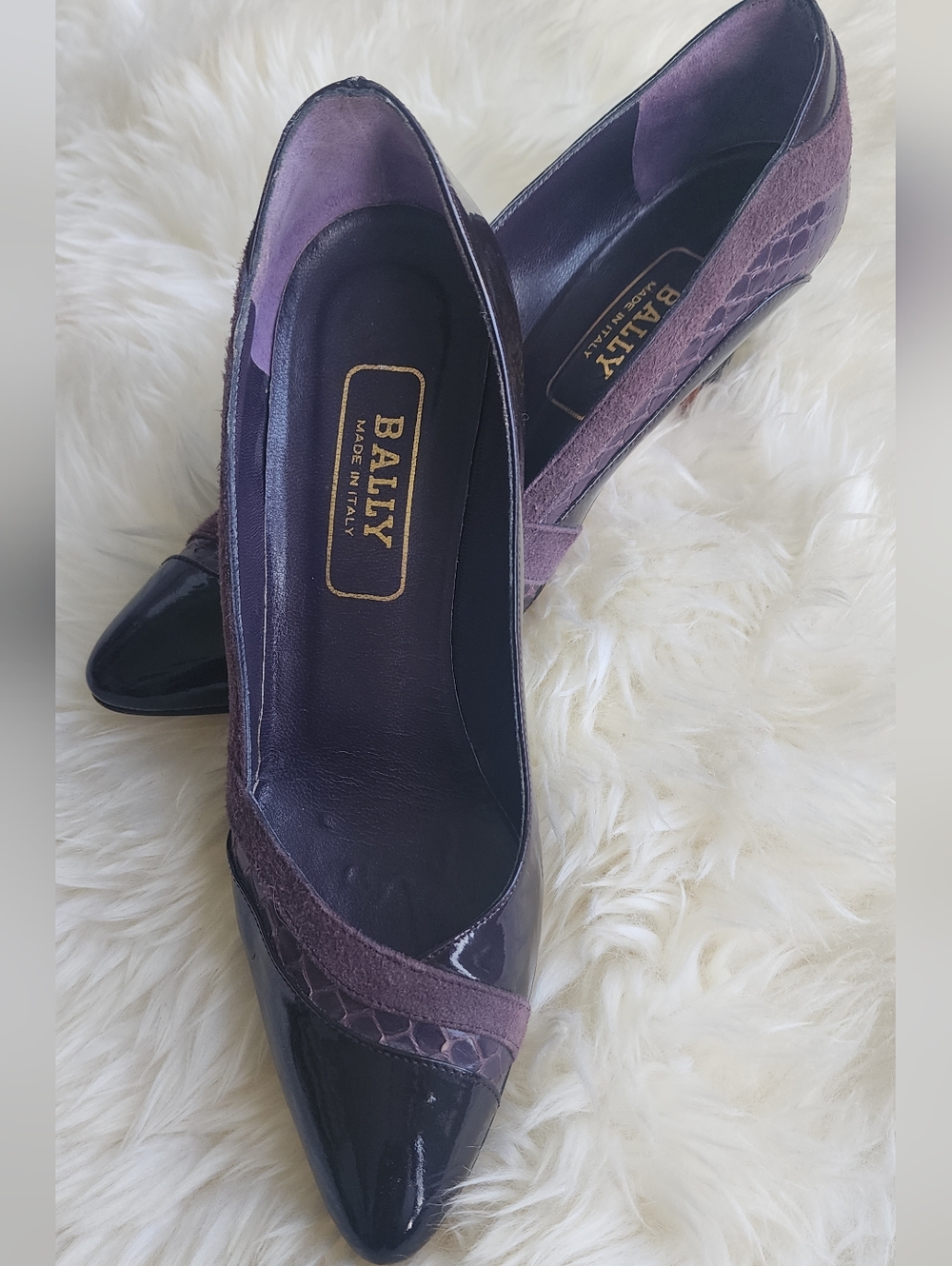 Bally Plum Leather Pointed-Toe Pumps